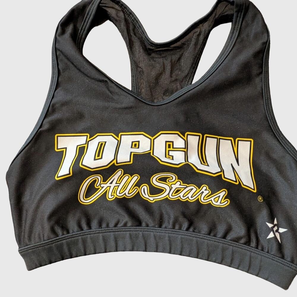 Top Gun All Stars Cheer Sports Bra Adult Small Rebel Athletic Black Gold